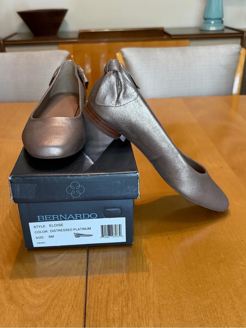 Bernardo Metallic Platinum Ballet Flats